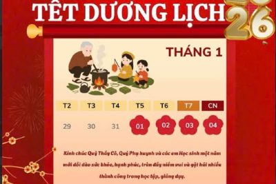 Thông báo lịch nghỉ tết dương lịch 2026